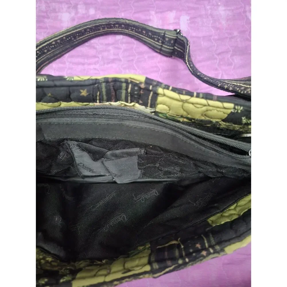 DONNA SHARPE QUILTED HANDBAG Greeh BLACK STRAP Boho Retro